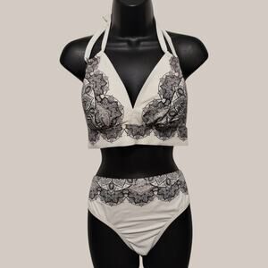 Swimsuits for All Avenger Halter Bikini Set Top 12 Bottom 14 White Black Mandala